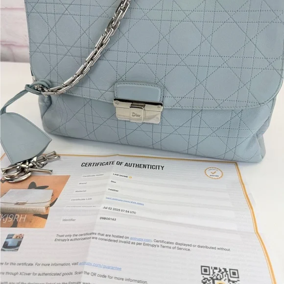 Dior Light Blue Cannage Leather Diorling Shoulder Bag - Picture 16 of 16